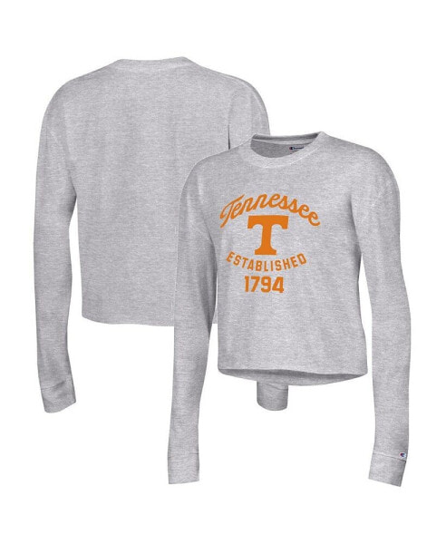 Women's Gray Tennessee Volunteers Boyfriend Cropped Long Sleeve T-shirt