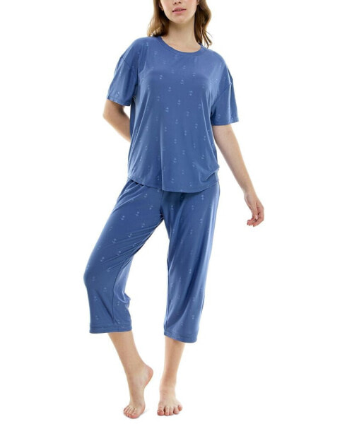 Women's 2-Pc. Cropped Anchor-Print Pajamas Set