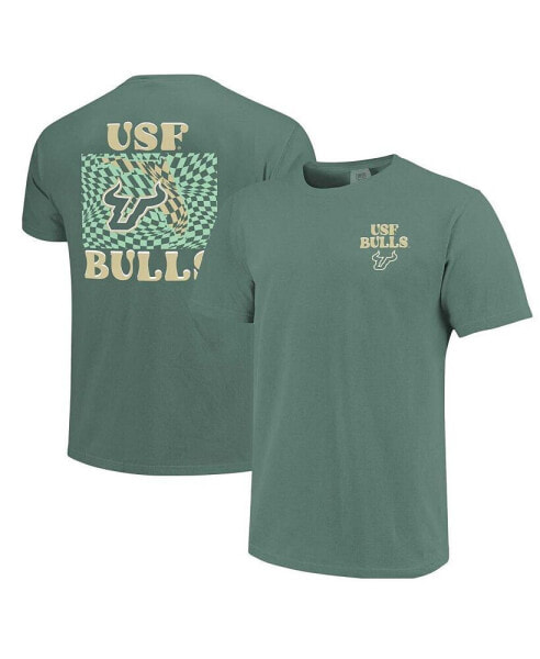 Women's Green South Florida Bulls Comfort Colors Checkered Mascot T-Shirt