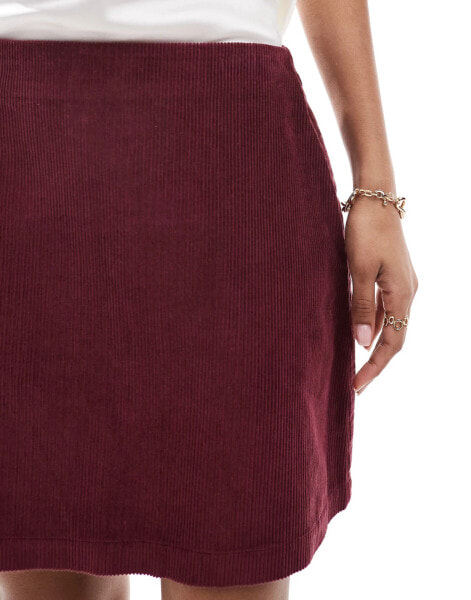 Nobody's Child Stockholm mini cord skirt in burgundy