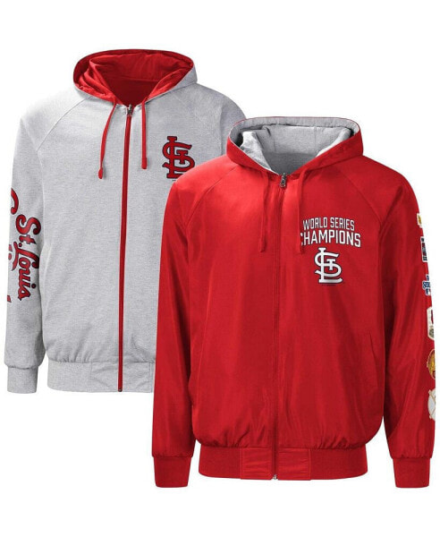 Men's Red, Gray St. Louis Cardinals Southpaw Reversible Raglan Hooded Full-Zip Jacket