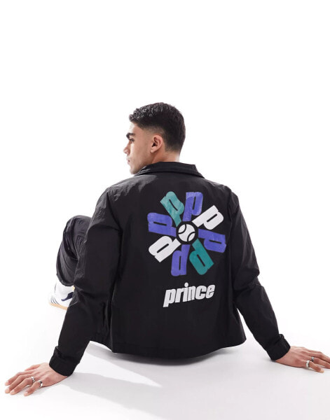 Prince co-ord graphic back track jacket in black