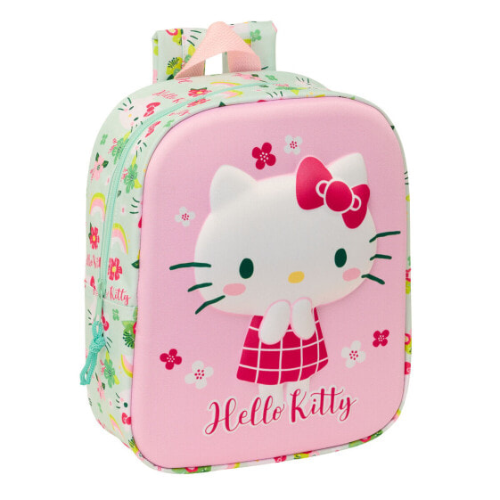 Школьный рюкзак Hello Kitty Зеленый Розовый 22 x 27 x 10 cm 3D