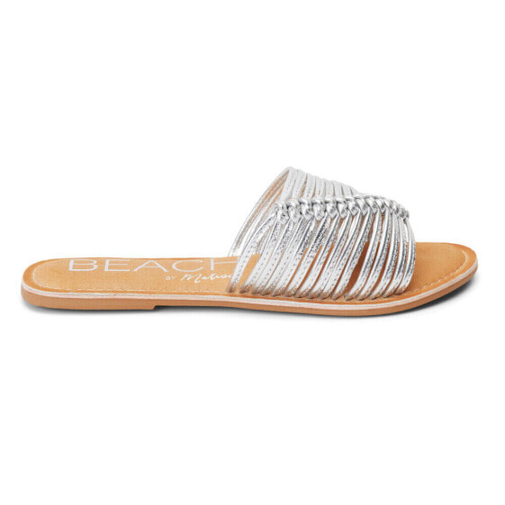 BEACH by Matisse Baxter Metallic Flat Womens Silver Casual Sandals BAXTER-042