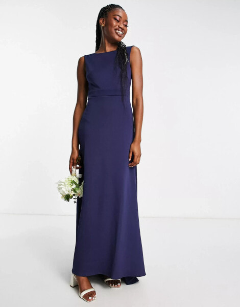 TFNC – Bridesmaid – Maxi-Wickelkleid in Marineblau mit Schleife hinten