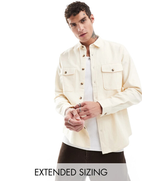 ASOS DESIGN cotton shacket in beige