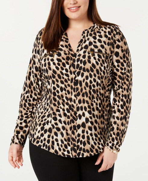 Plus Size Zip-Pocket Top, Created for Macy's