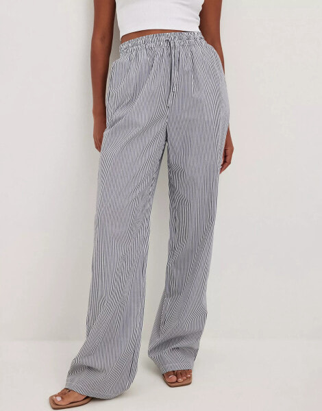 NA-KD striped drawstring trousers in navy