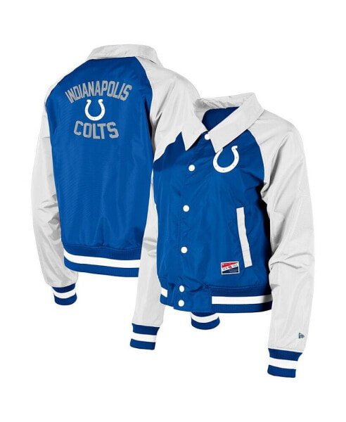 Women's Royal Indianapolis Colts Coaches Raglan Full-Snap Jacket