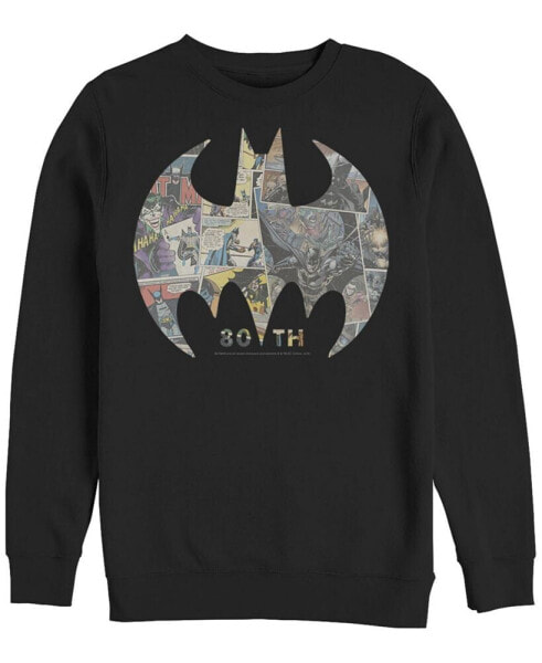 Men's Batman 80Th Panel Fill Crew Fleece Pullover T-shirt