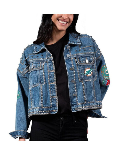 Women's Miami Dolphins First Finish Medium Denim Full-Button Jacket