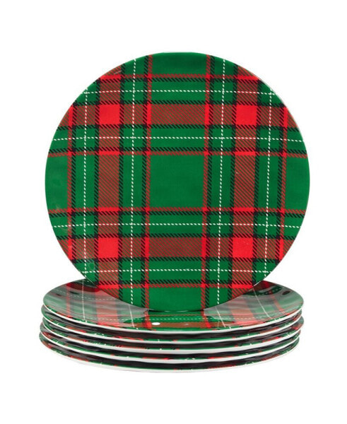 Christmas Plaid 11" Set of 6 Dinner Plate