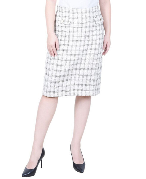 Petite Slim Tweed Double Knit Skirt