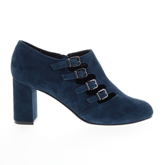 David Tate Pause Womens Blue Extra Wide Suede Zipper Ankle & Booties Boots