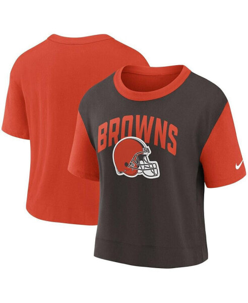 Women's Orange, Brown Cleveland Browns High Hip Fashion T-shirt