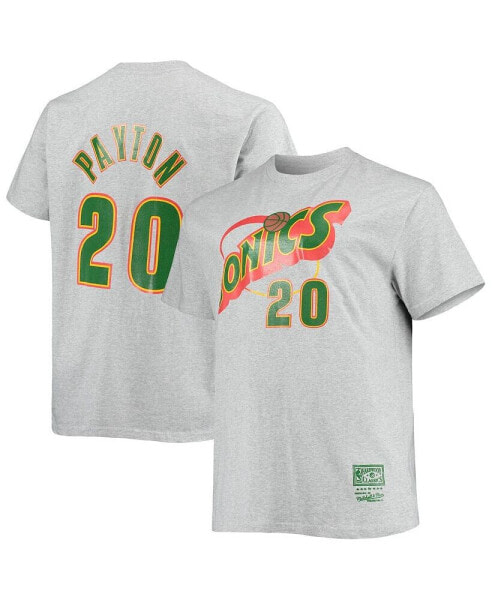 Men's Gary Payton Heather Gray Seattle Supersonics Big and Tall Hardwood Classics Name and Number T-shirt