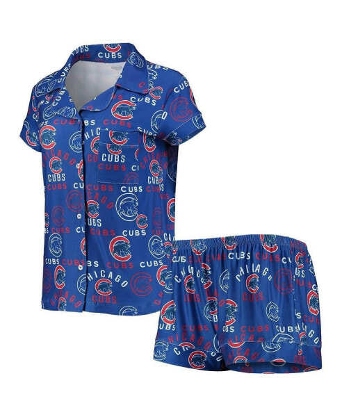 Женская пижама Concepts Sport womens Royal Chicago Cubs Flagship Allover Print Top and Shorts Sleep Set