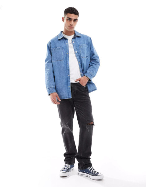 Levi's Bryant padded reversible denim overshirt jacket in light blue