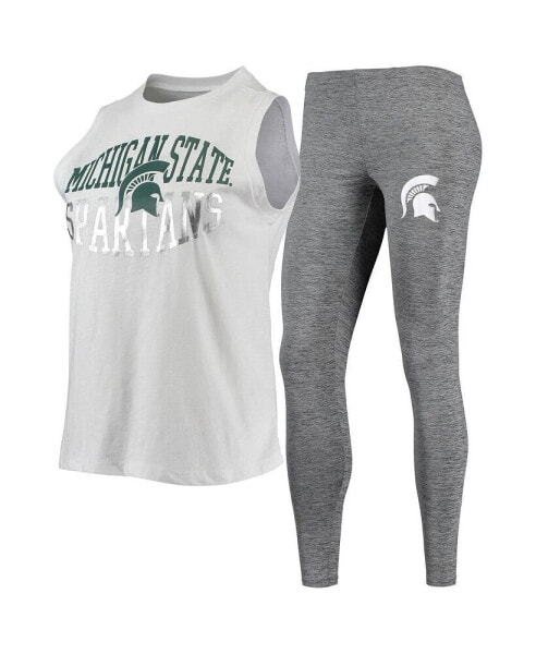 Женская пижама Concepts Sport Womens Charcoal, White Michigan State Spartans Tank Top and Leggings Sleep Set