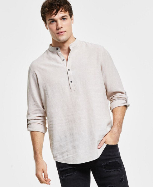 Men's Regular-Fit Linen Popover Shirt, Created for Macy's