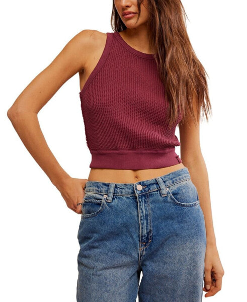 Women's Cotton Cropped High-Neck Tank