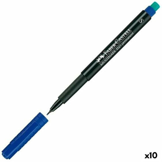 Постоянный маркер Faber-Castell Multimark 1523 M Синий (10 штук)