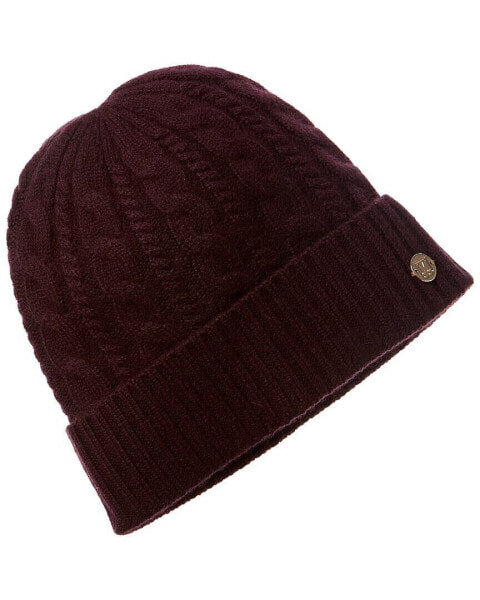 Bruno Magli Chunky Knit Cable Cashmere Hat Women's Purple