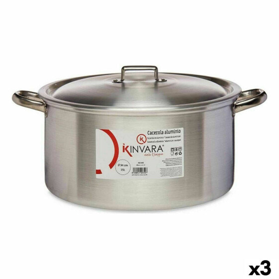 Кастрюля с крышкой Серебристый Алюминий 15 L (3 штук)