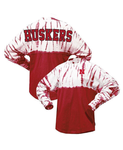 Women's Scarlet Nebraska Huskers Tie-Dye Long Sleeve Jersey T-shirt