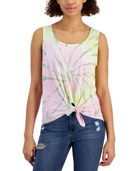 Juniors' Tie-Dye Tie-Hem Tank Top