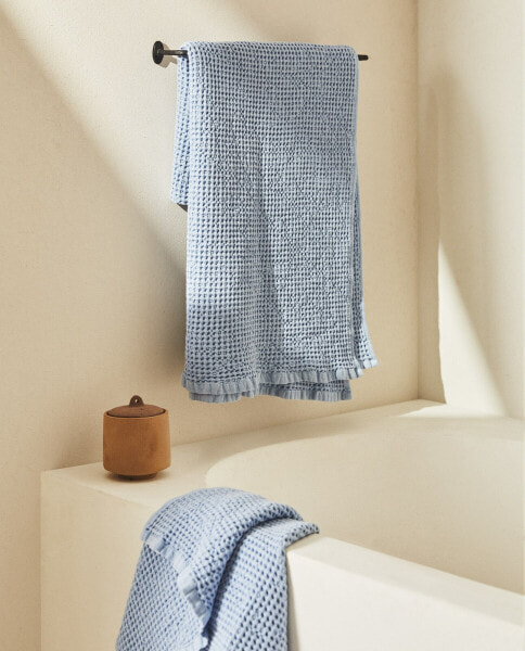 Waffle-knit cotton bath towel