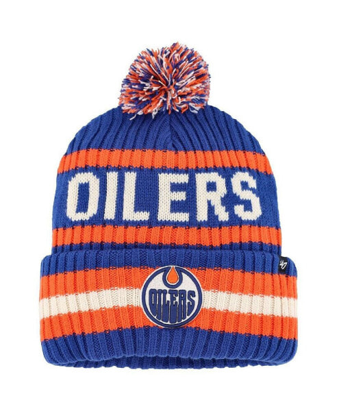 Men's Navy, Orange Edmonton Oilers Bering Cuffed Knit Hat with Pom