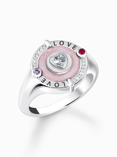 Thomas Sabo TR2447-390-9-56 Silver signet ring w. heart and stones