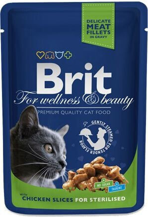 Brit Premium Cat Pouches Chicken Slices for Sterilised 100g