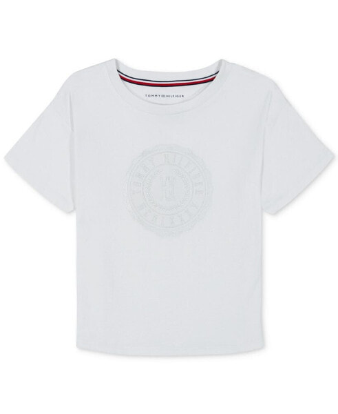 Big Girls Embroidered Crest Short-Sleeve Boxy T-Shirt