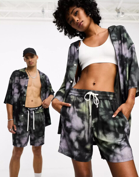 Weekday Unisex co-ord regular shorts in black print exclusive to ASOS