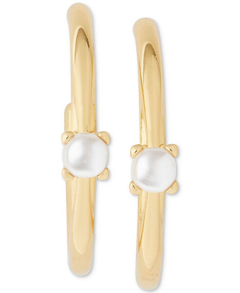 Little Luxuries Imitation Pearl Small Hoop Earrings, 1"