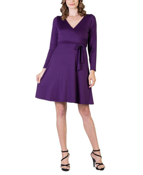 Women's Chic V-neck Long Sleeve Belted Dress