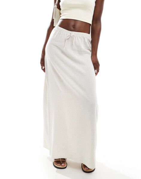 Miss Selfridge maxi skirt in natural linen