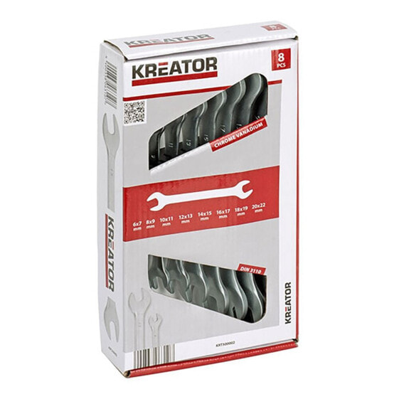 KREATOR KRT500002 6-22 mm Double Flat Wrench Set 8 Units