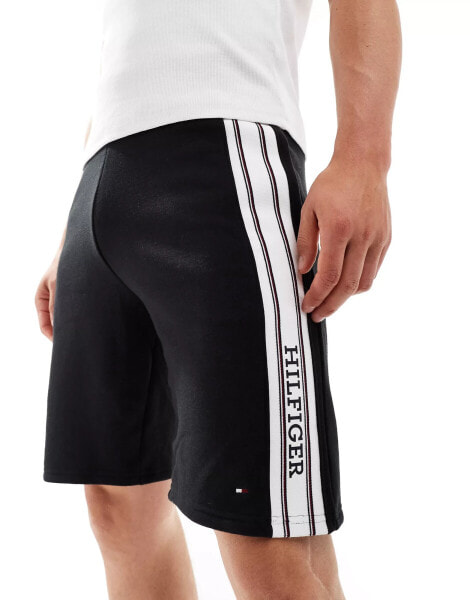 Tommy Hilfiger monotype stripe lounge shorts in black