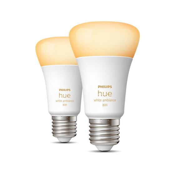 Signify Philips Hue White ambience A60 – E27 smart bulb – 800 (2-pack) - Smart bulb - White - Bluetooth/Zigbee - Integrated LED - E27 - Cool daylight - Warm white