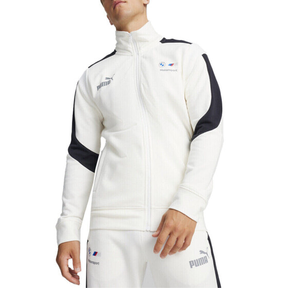 Puma Bmw Mms Mt7+ Sweat X Full Zip Jacket Mens White Casual Athletic Outerwear 6