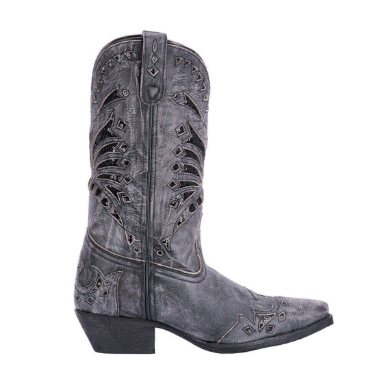 Laredo Stevie TooledInlay Snip Toe Cowboy Womens Black Dress Boots 52120