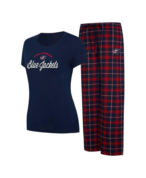 Women's Navy, Red Columbus Blue Jackets Arctic T-shirt and Pajama Pants Sleep Set