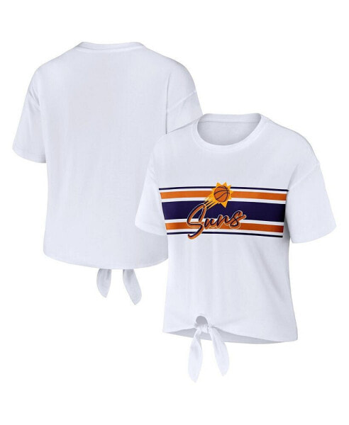 Women's White Phoenix Suns Tie-Front T-shirt