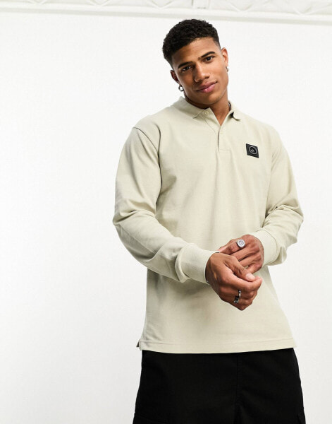 Marshall Artist siren long sleeve polo in beige