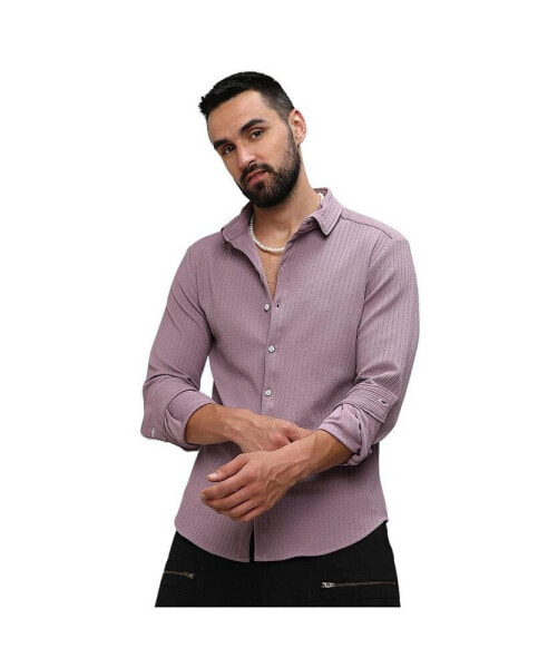 Men's Lavender Stripe-Creased Shirt