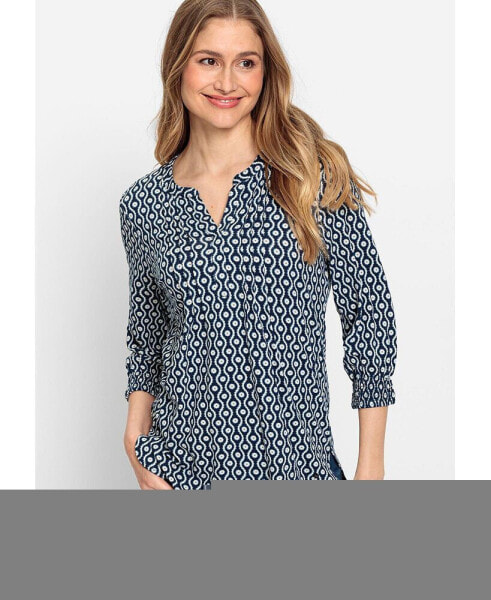 Women's 3/4 Sleeve Geo Print Tunic T-Shirt