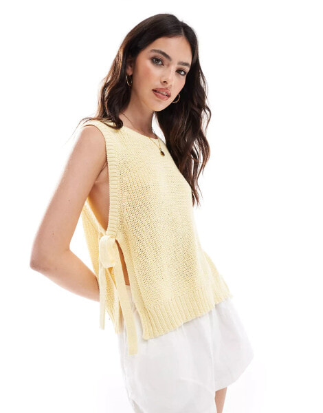 ASOS DESIGN knitted split side tank top in lemon